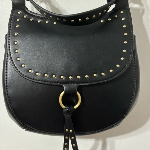 Zara NWOT vegan leather saddle bag black - Picture 2 of 6